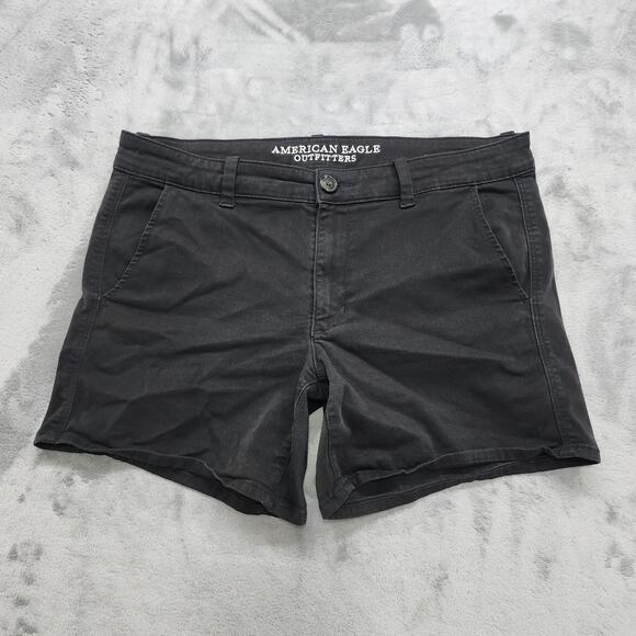 American Eagle Outfitters Shorts Womens 12 Black MIDI AEO Super Stretch Twill - Picture 1 of 15